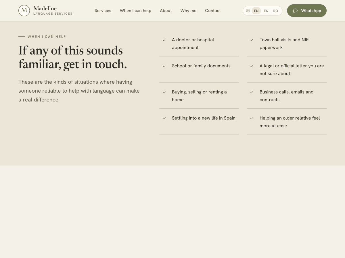 The 'If any of this sounds familiar' checklist of situations where language support helps