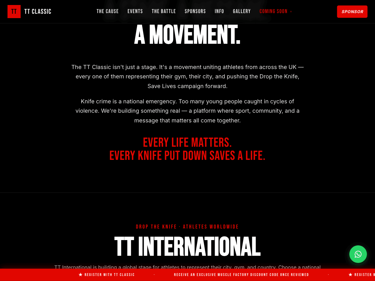 TT Classic cause section on Drop the Knife, Save Lives